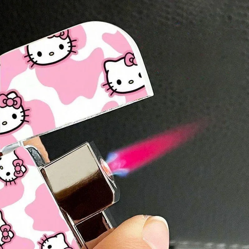 Mini Kawaii Lighter Windproof Pink Flame Cigarette Lighter Refillable Butane Gas Lighters Smoking Accessories Girl Gift