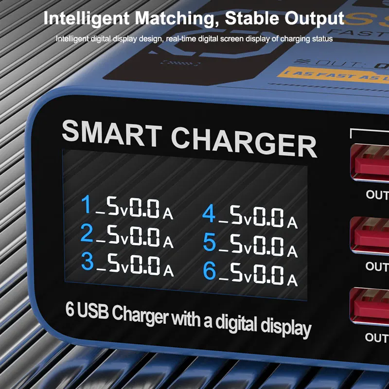 SUNSHINE SS-304Q 6-Port-USB-Digitalanzeige Schnellladung QC3.0 Schnellladung Kompatibel mit mehreren Geräten – Detail 10