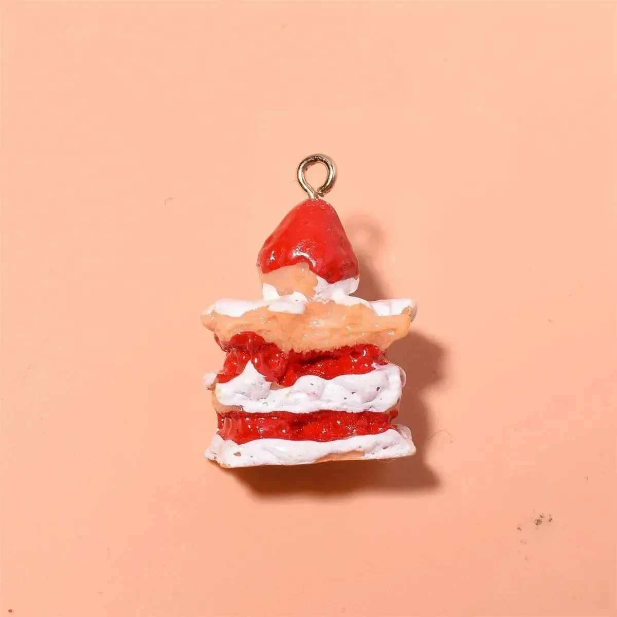 10 Pieces Mini Simulated Strawberry Cake Resin Pendants Cute Fruit Cake Charms For Handmade Earring Keychain Making - view 6