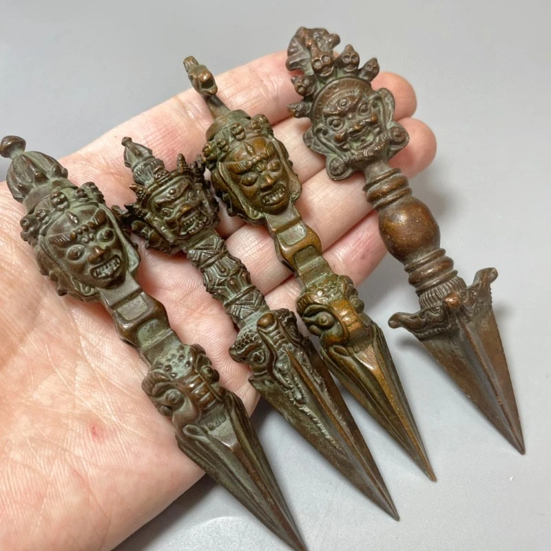 Tibetan Buddhism Vajra Ritual Object Three-Faced Buddha Statue Puba Ritual Implement Lucky Home Decorations Avoid Evil