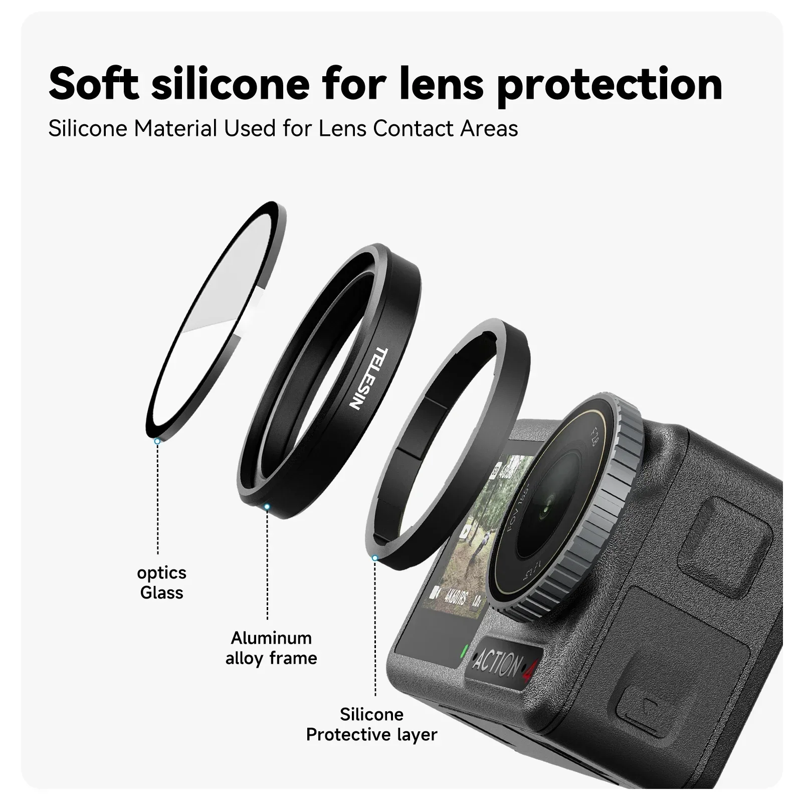 TELESIN UV CPL ND 8 16 32 64 Filters Set for DJI OSMO Action 5 4 3 Aluminum Frame AGC Glass Filter Kit Action Camera Accessories