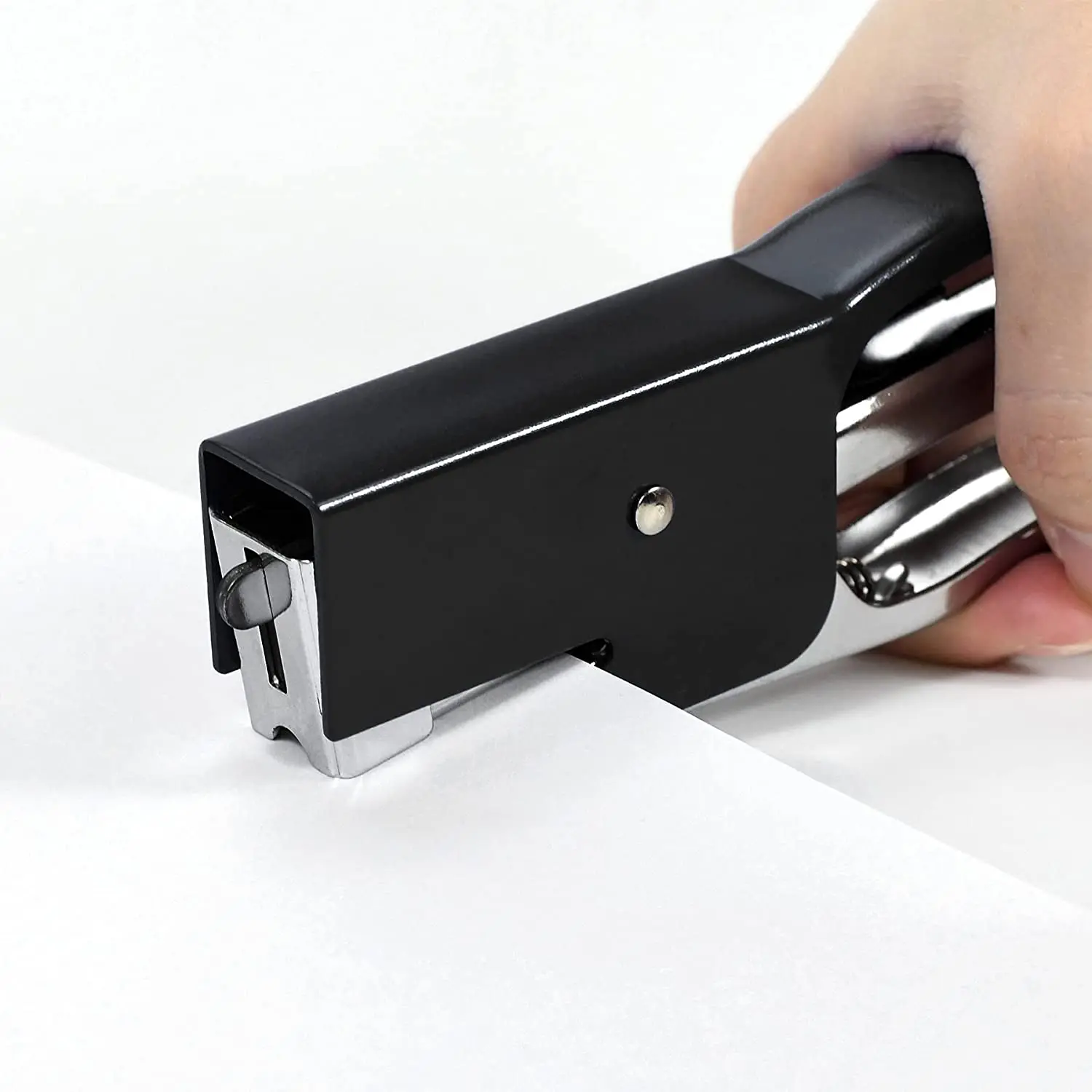 Stapler genggam No.12/10, Tang tangan jepret logam hemat tenaga kerja, kuat dan tahan lama, termasuk 1000 Staples (warna acak)