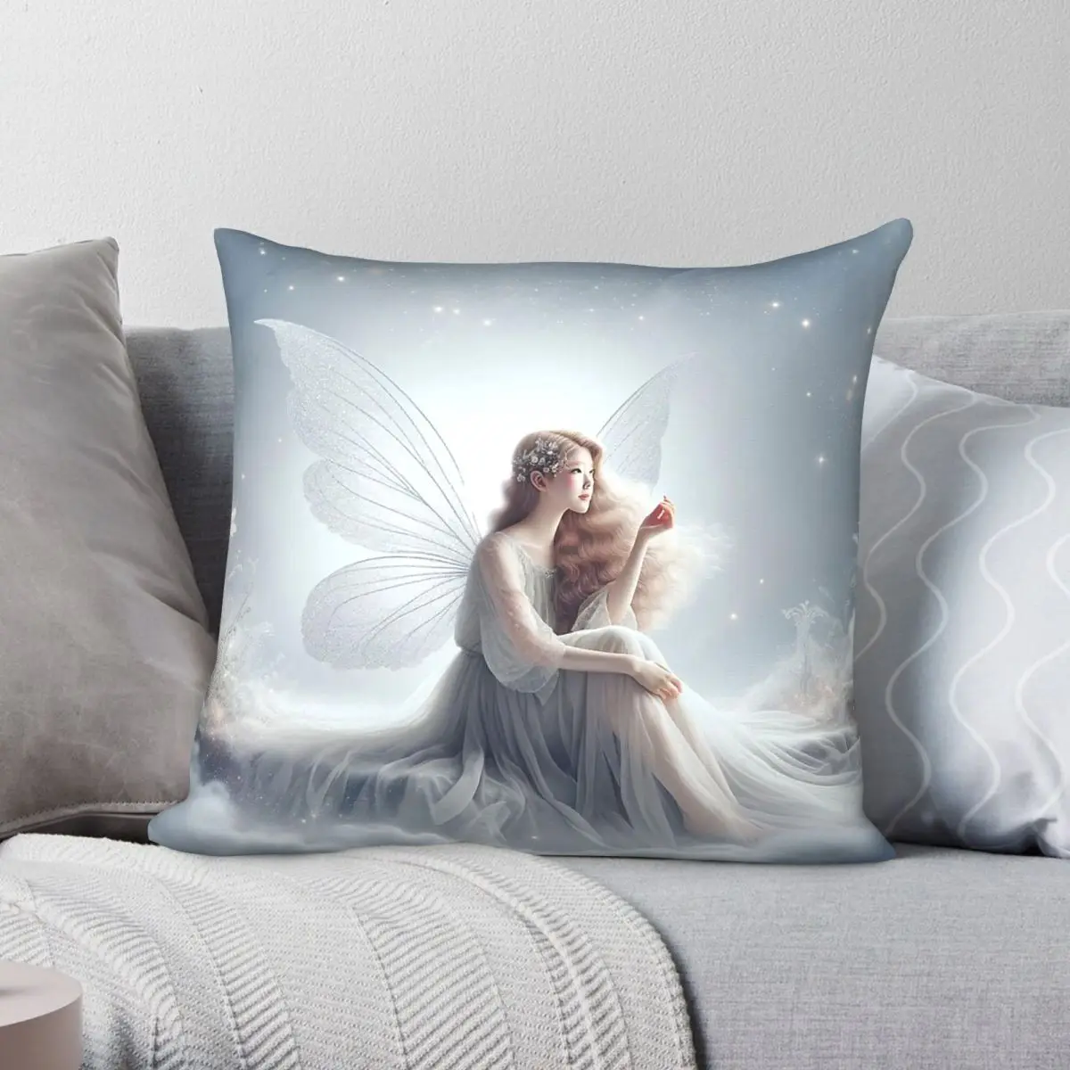 Fairy Princess Fantasy Square Pillowcase Polyester Linen Velvet Printed Zip Decor Pillow Case Sofa Cushion Cover 18