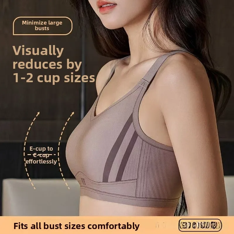 KUCLUT Fabric Wireless Sports Bra Anti-Bulge Rabbit Ear Design Gravity-Defying Small Chest Illusion Full Cup Nylon Lingerie