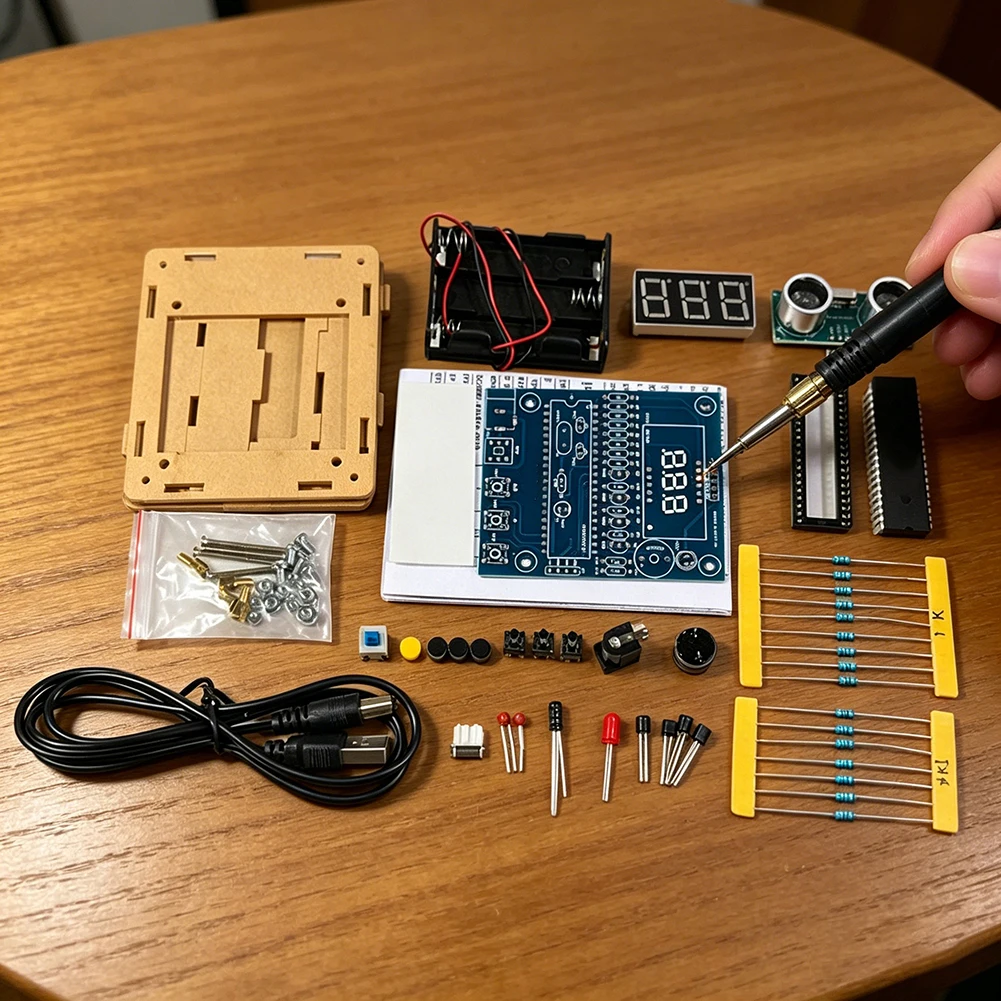 For DIY Range Meter Soldering Practice Kit For Distance Measuring Learning With Alarm Function And Digital Display