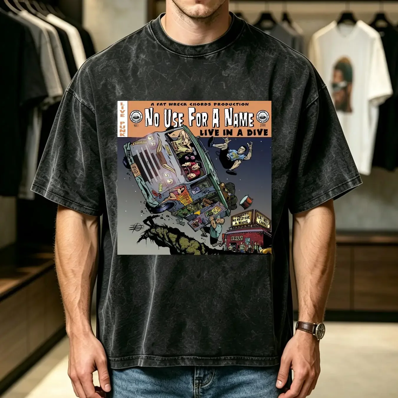 washed T Shirt No Use For A Name Vintage NUFAN Live In Dive Punk Rock NOFX Fat Wreck long or short sleeves vintage Washed