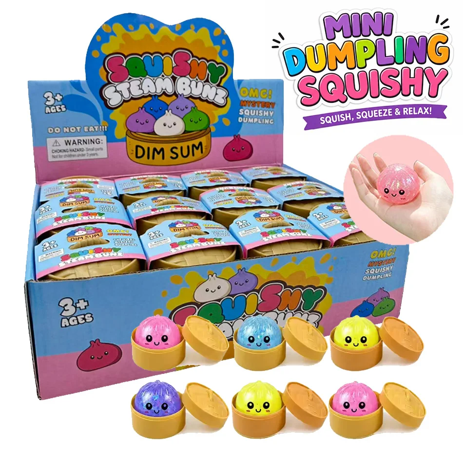 1PCS Mini Dumpling Squishies (2.2in),Dumpling Mystery Box,Soft Squeeze Sensory Toy for Stress Relief,Glitter Random Colors