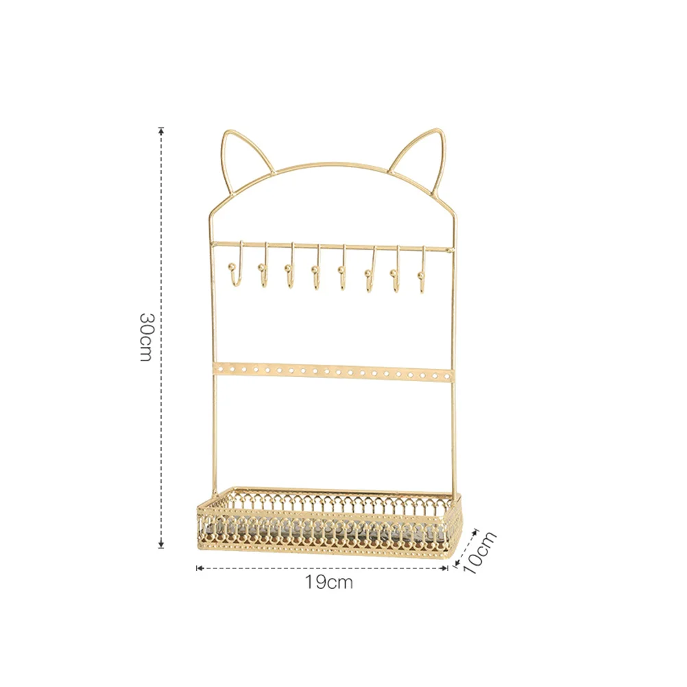 1Pcs Cat Ear Jewelry Rack Decorative Earring Storage Tray Desktop Organizer Jewelry Display Stand Multifunctional Holder