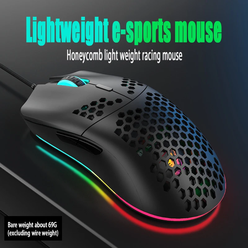 

M1 Mouse Hole Lightweight Competitive Game RGB Glow Mouse Computer Laptop Gaming Mouse