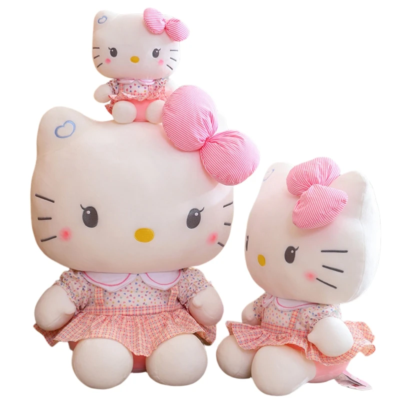 

Оригинальная милая плюшевая игрушка Sanrio Hello Kitty в Стиле Лолита, белая кошка, плюшевая игрушка в японском стиле, Мультяшные аниме плюши, кавайные куклы, подарки