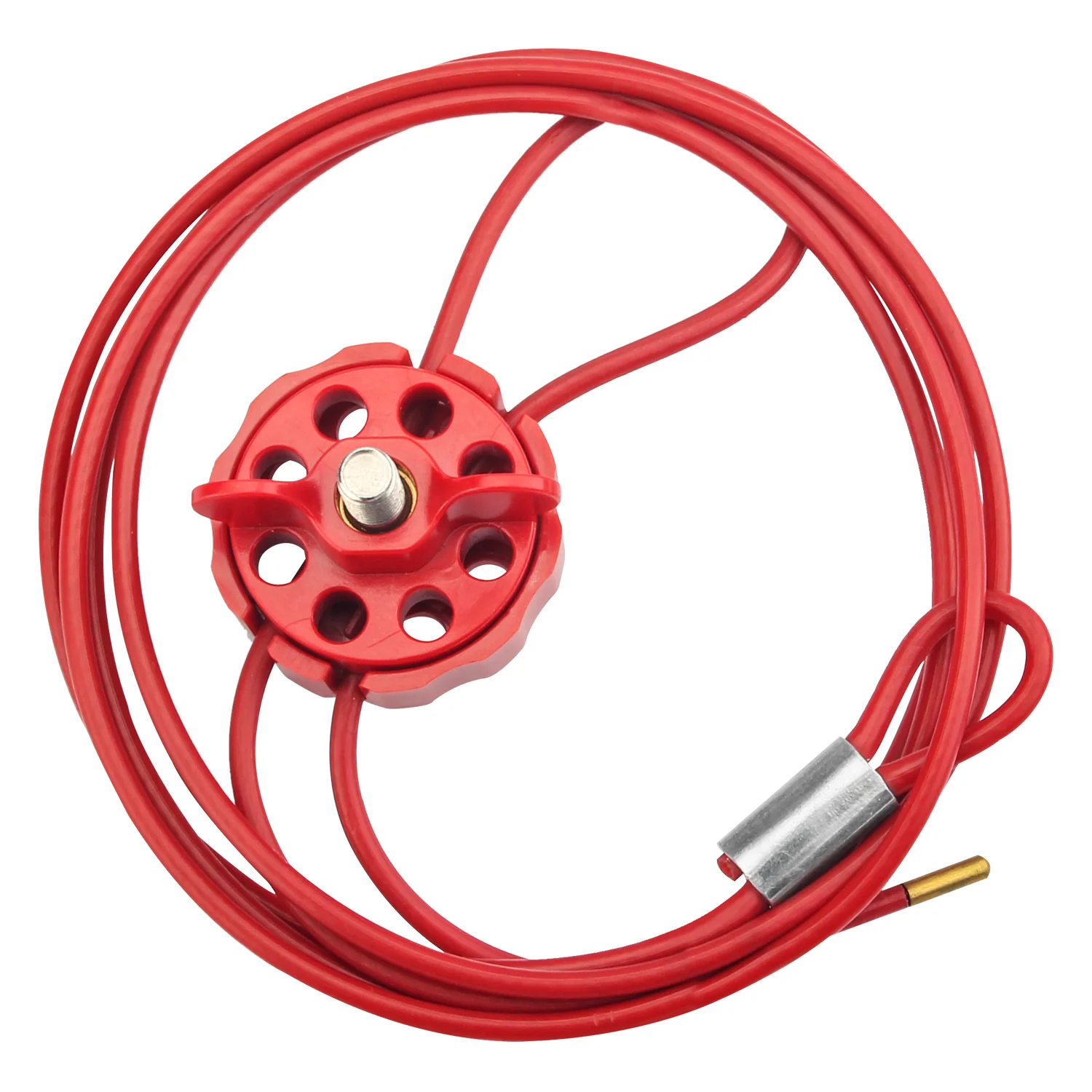 Adjustable Cable Lockout device red plastic-coated Stainless Steel Cable(∅4MM L1.8M) to Overhaul of lockout tagout equipment