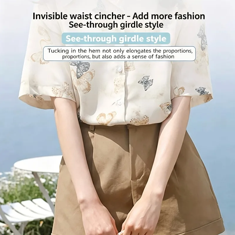 4-piece/set (1 strap+3 buttons) exquisite lace trimmed hem belt, suitable for T-shirts, dresses, and shortening clothing length