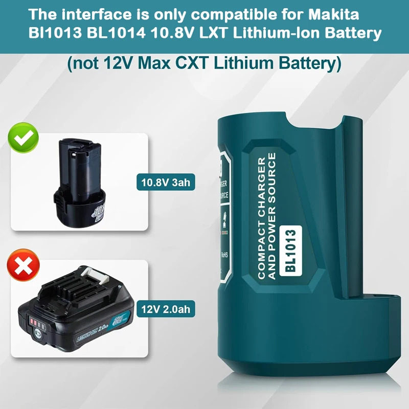 Li-ion Battery Charger Adapter for Makita 10.8V/12V batteries with USB Type C DC USB Power Charging Converter for Heated Jacket