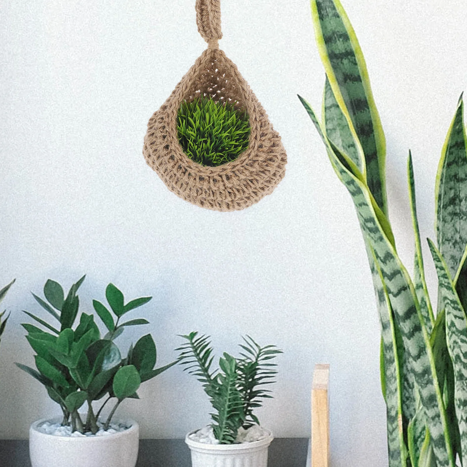 

Hanging Wall Basket Bohemian Style Jute Teardrop Planter Onion Vegetable Hanging Storage Fruit Kitchen Basket Planter