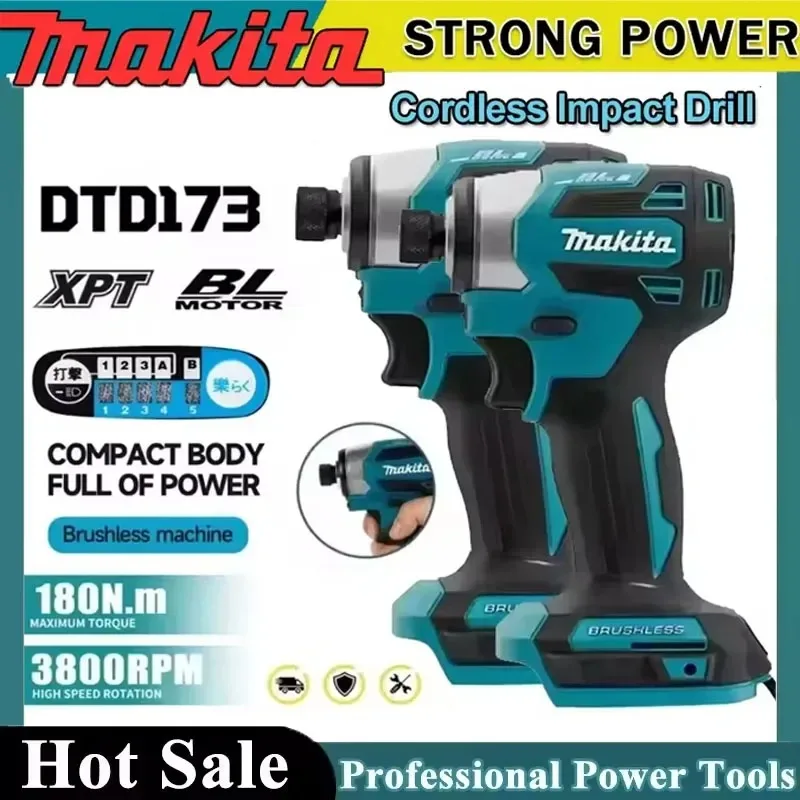 

Бесщеточный электрический шуруповерт Makita DTD173 для авторемонта, ударный шуруповерт с крутящим моментом 220 Н·м, электроинструмент для Makita 18В