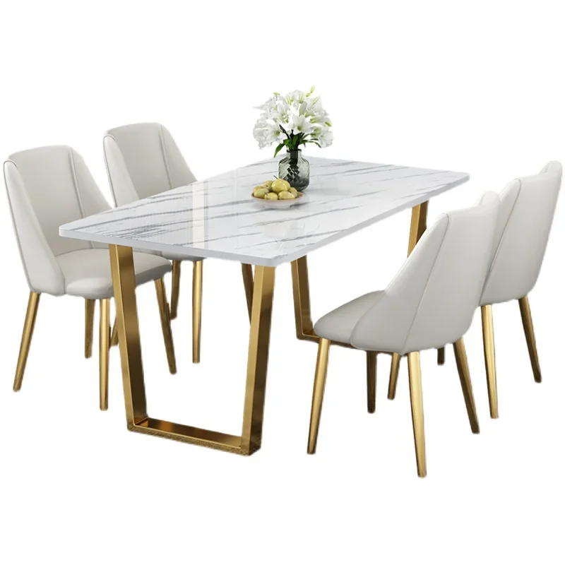 Modern Luxury Dining Table Gold Legs Wood High Cover Waterproof Nordic Dining Table White Outdoor Mesas De Comedor Furniture