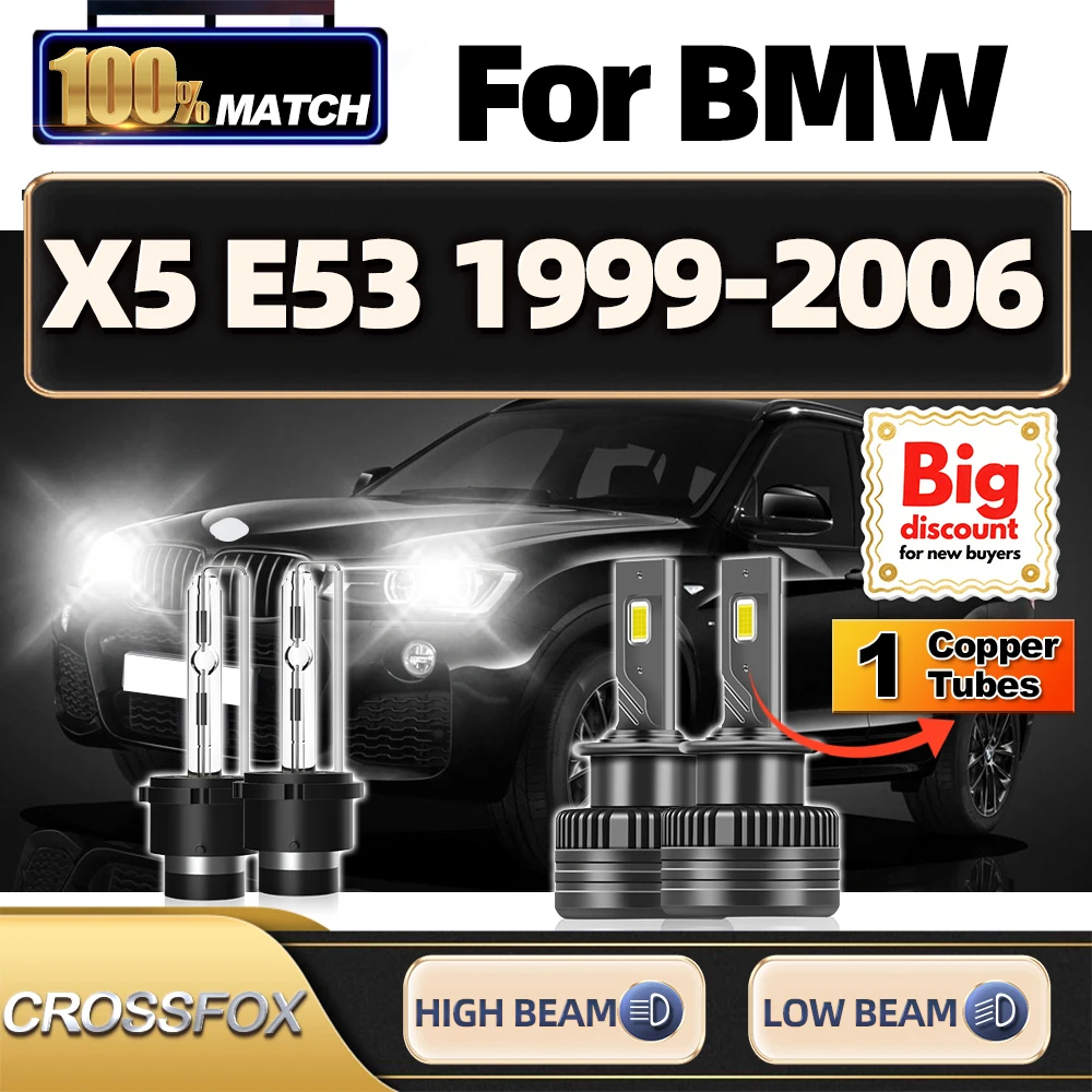

CROSSFOX For BMW X5 E53 1999 2000 2001 2002 2003 2004 2005 2006 LED Xenon HID Headlight Bulbs Canbus Upgrade Headlamp Ampoules