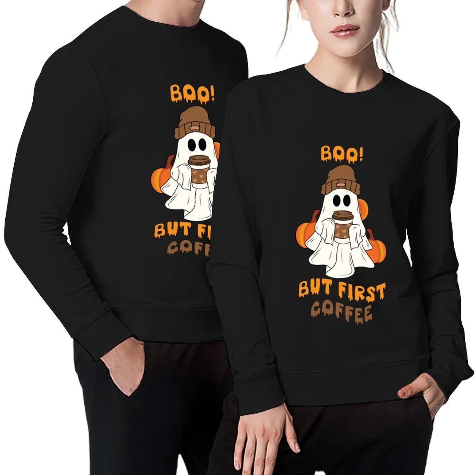 

Cute Ghost Halloween Coffee Lover Design Pullover mens designer clothes men clothes men wear men's coat pullover