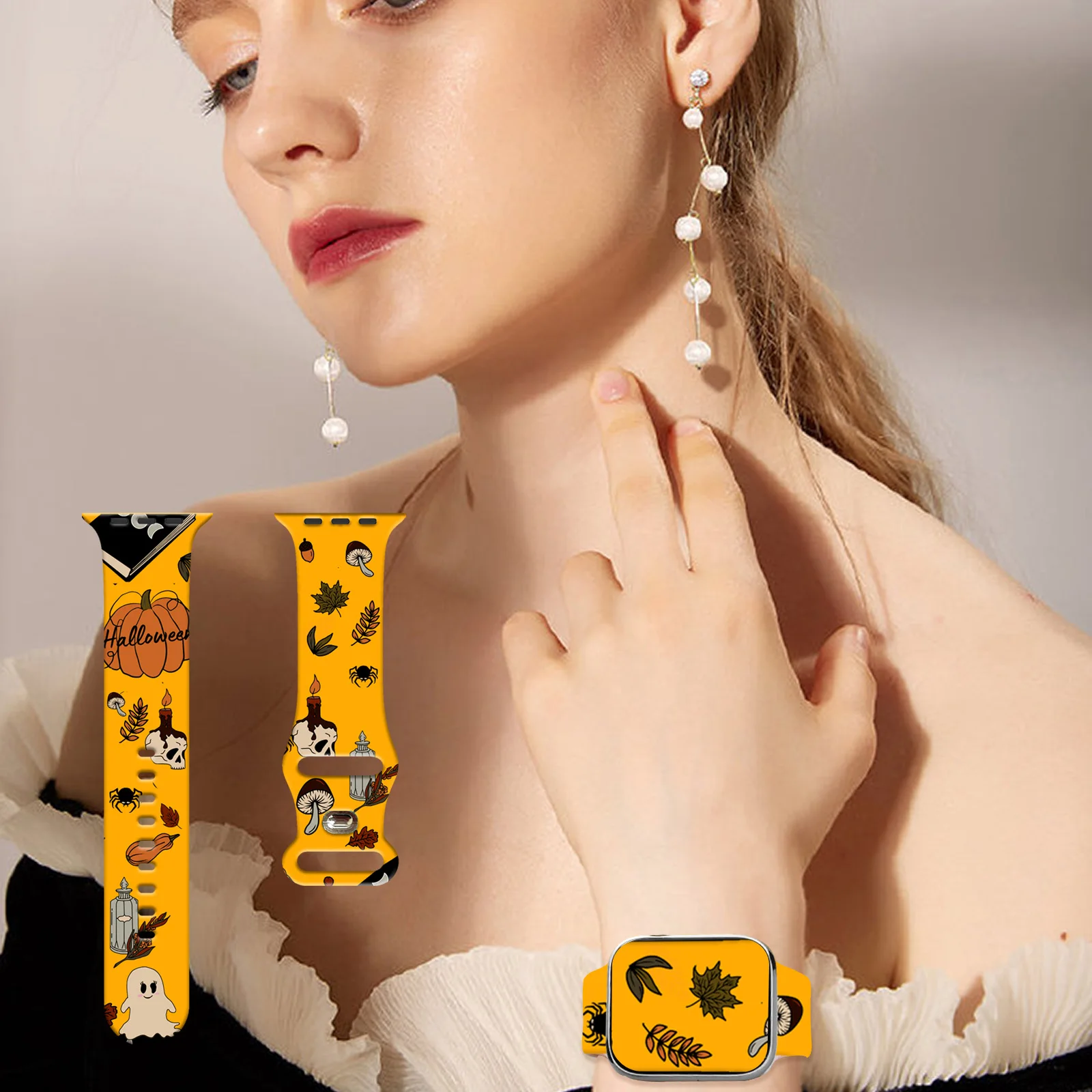 غريب هالوين ل أبل لساعة أبل 11 10 9 8 7 سيليكون الفرقة استبدال سوار ل iWatch 46 مللي متر 42 مللي متر 41 مللي متر 40 مللي متر حزام الساعات #5