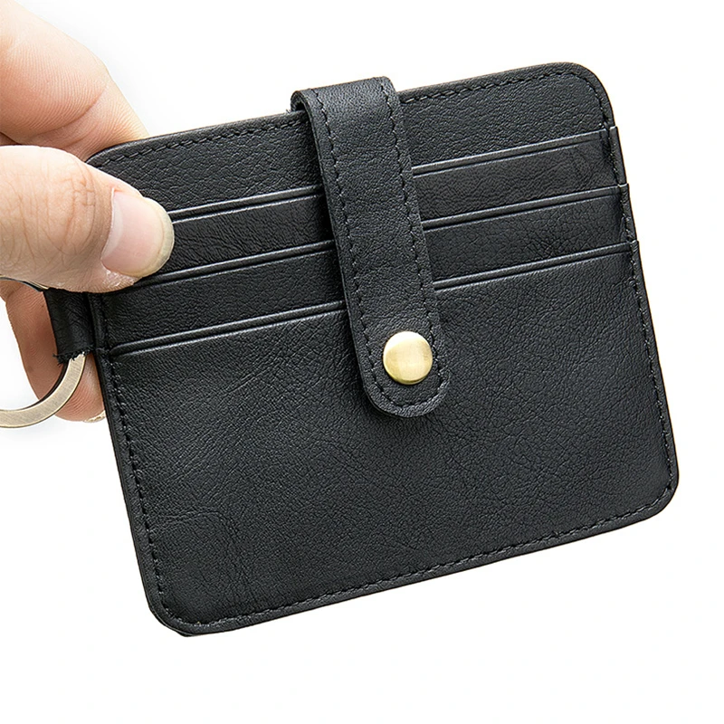 Magro Genuíno Carteira De Couro Curto Titular Do Cartão De Crédito Do Banco Mini Feminino Pequeno Multi Slot Bolsas Business Case