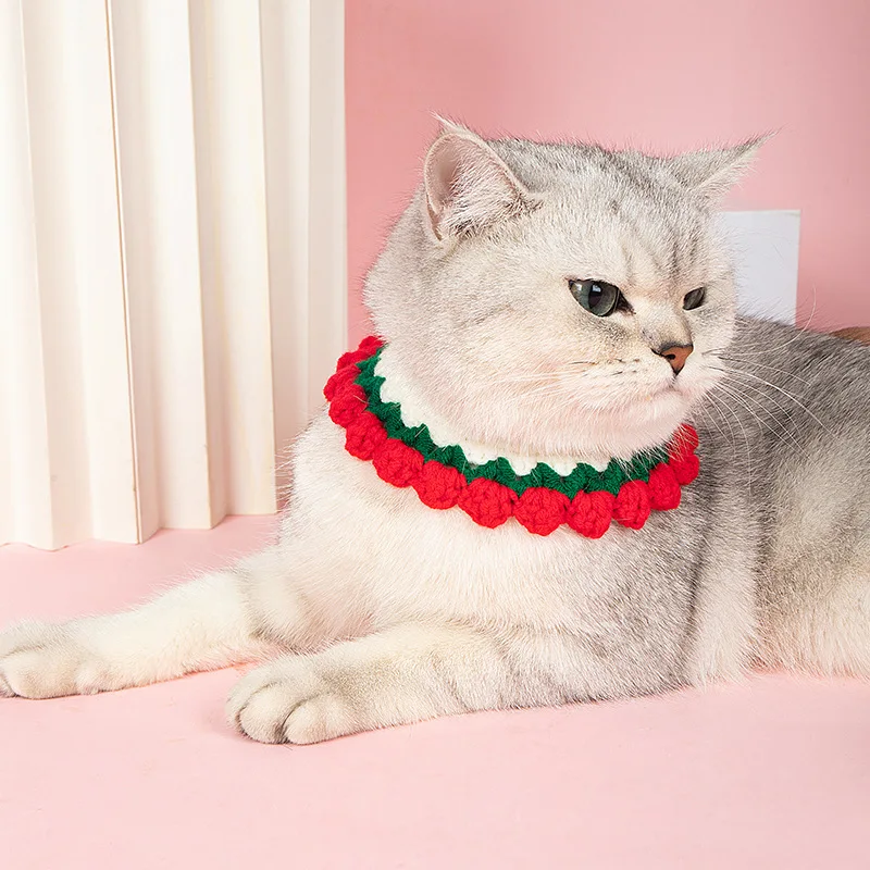 Collier à bavette mignon pour chien, chaton, chat, écharpe de décoration au crochet, accessoires de la présidence