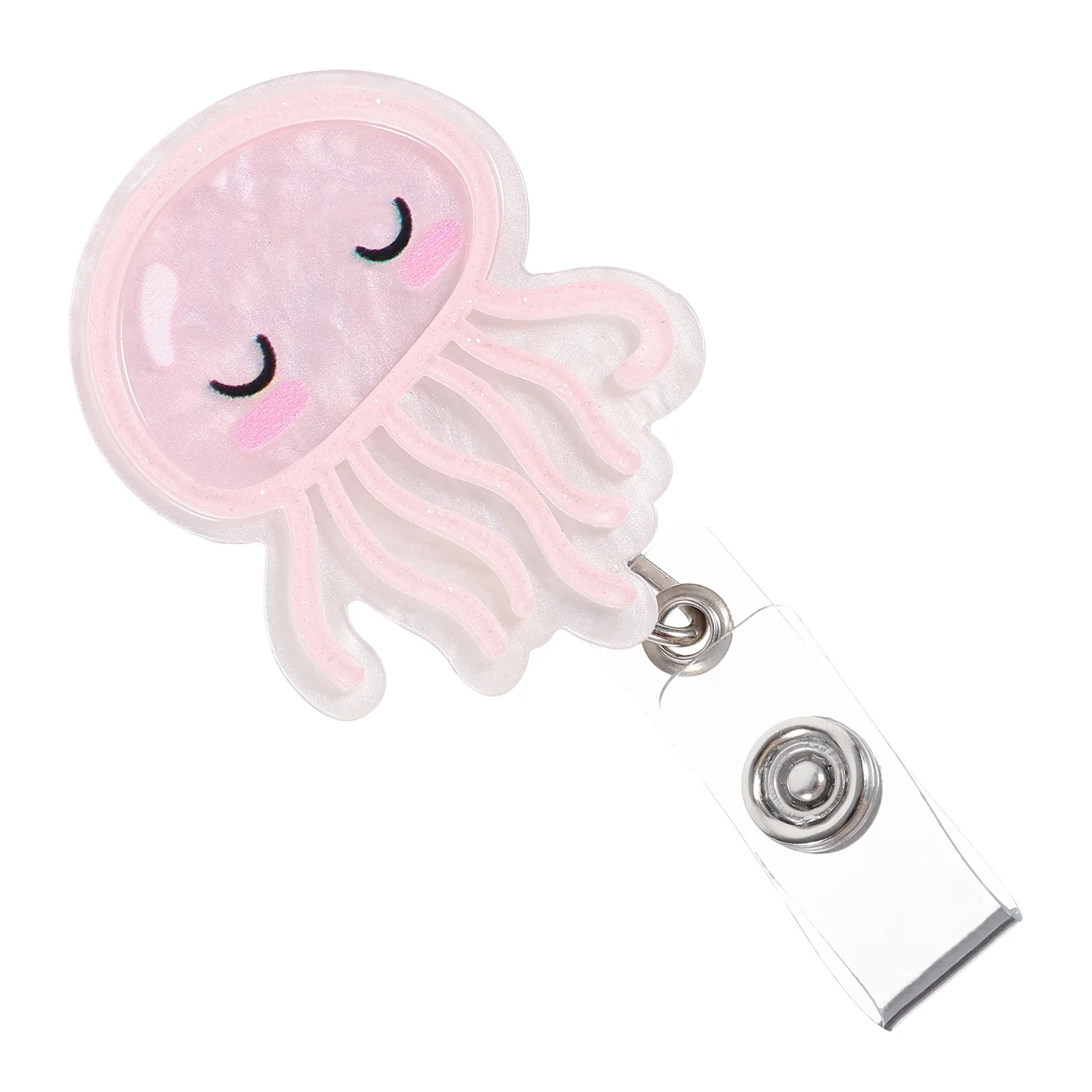 Jellyfish Badge Holder Retractable Clip For Nurses Name Tag Reel Keychain Card Holder Portable Id Accessory Office Hospital