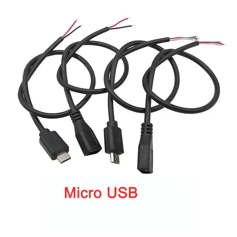 USB Male Female Plug Power Supply Charger Connector 2 Pin 4 Pin /Micro/USB 2.0 A/Type-C DIY Repair Cable Welding