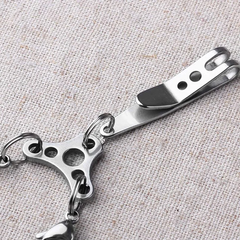 Mini Clip de bolsillo para exteriores, Clip de linterna, gancho de Montañismo pequeño, Clip de bolsillo de acero inoxidable, paquete de 4