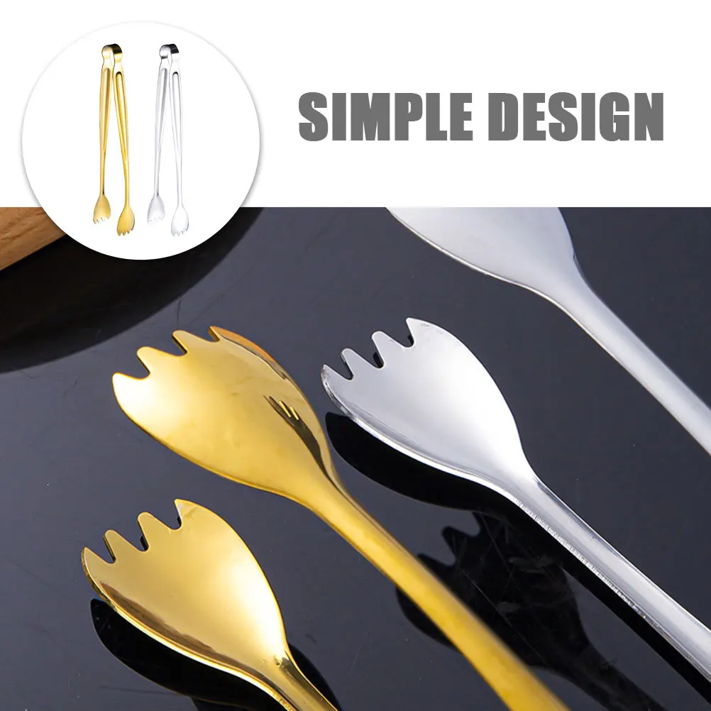 

2Pcs Stainless Steel Meat Tongs BBQ Kitchen Cooking Tools Golden Silver Color 304 Material AntiSlip Food Serving Grips