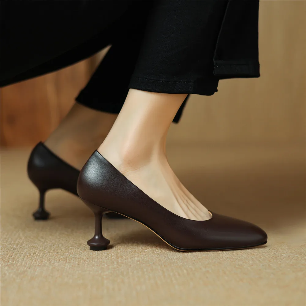 FEDONAS Spring Summer Women Pumps High Heels Round Toe Genuine Leather Basic Shoes Woman Elegant Dress Office Lady Pumps 2024