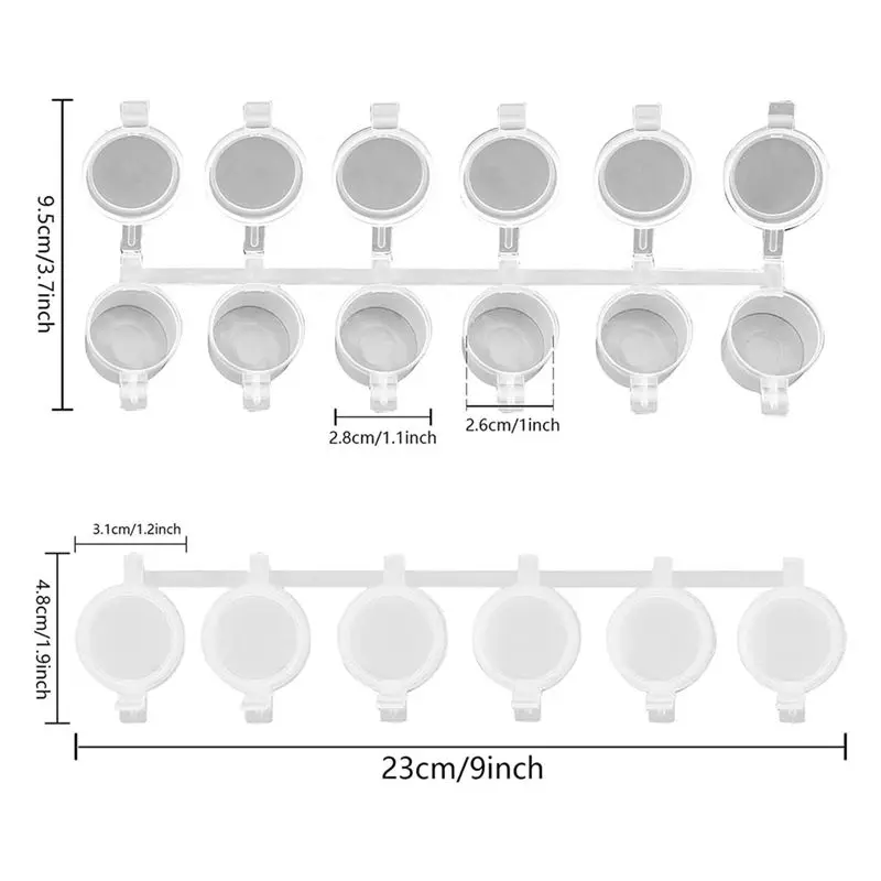 30 Strips 180 Pots Empty Paint Strips Paint Cup Pots, 10Ml/ 0.35Oz Mini Paint Pot Strips Clear Plastic Containers-Y18A