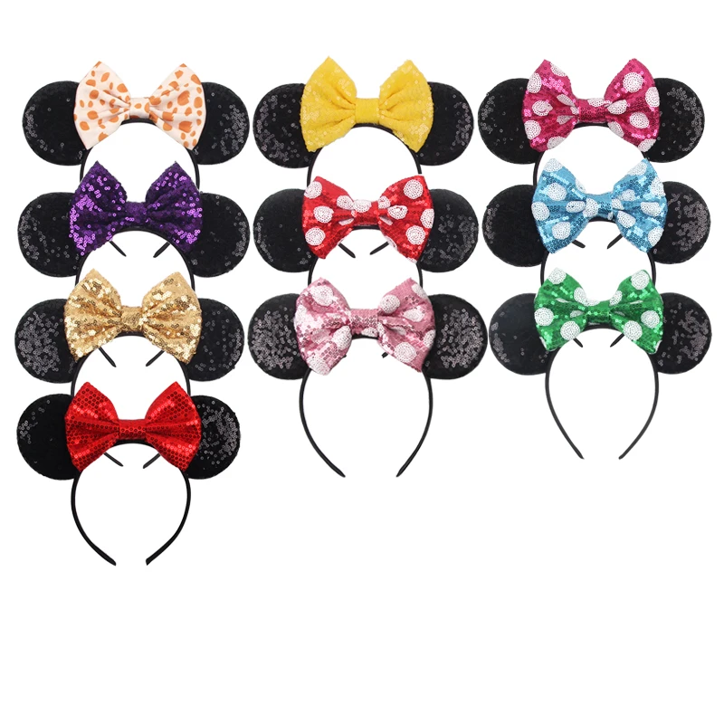 2026 Klassisches Mausohren-Stirnband mit Stickerei, 5 Zoll Pailletten-Punktschleife, Haarband für Mädchen, Festival-Party, DIY-Haaraccessoires – Detail 10