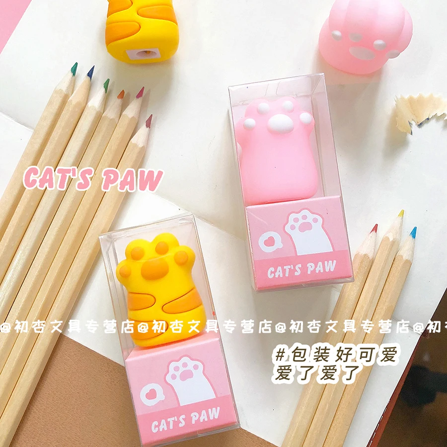 Leuke Kat Poot Puntenslijper Kawaii Schoolbenodigdheden Briefpapier Items Studentenprijs Voor Kids Gift Cut Briefpapier