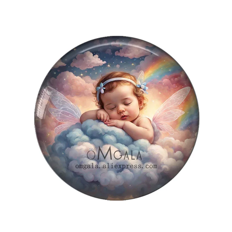 Vintage Lovely Angel Baby Art Paintings 12mm/18mm/20mm/25mm Round photo glass cabochon demo flat back Making findings