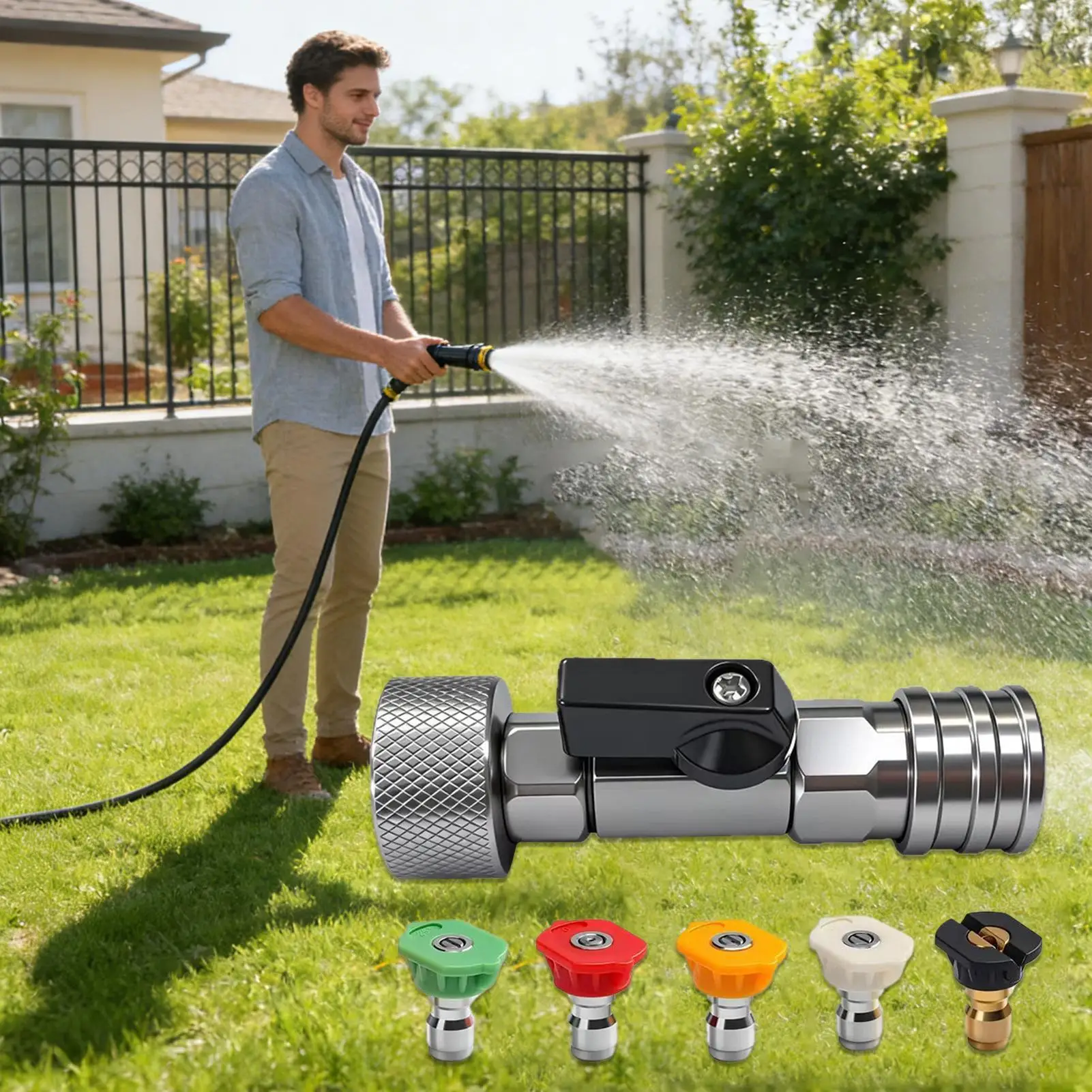 High Pressure Washer Hose Adapter 3/4 GHT To 1/4 Quick Coupler Ball Valve Set Outdoor Garden Water Pipe Connection Fitting