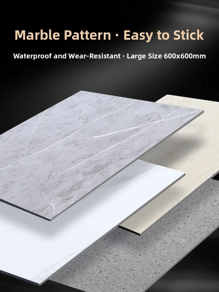 

Утолщенная самоклеящаяся напольная плитка 600x600 для кухни и ресторана, имитация цемента и мрамора, водонепроницаемое напольное покрытие, ПВХ наклейки на стену