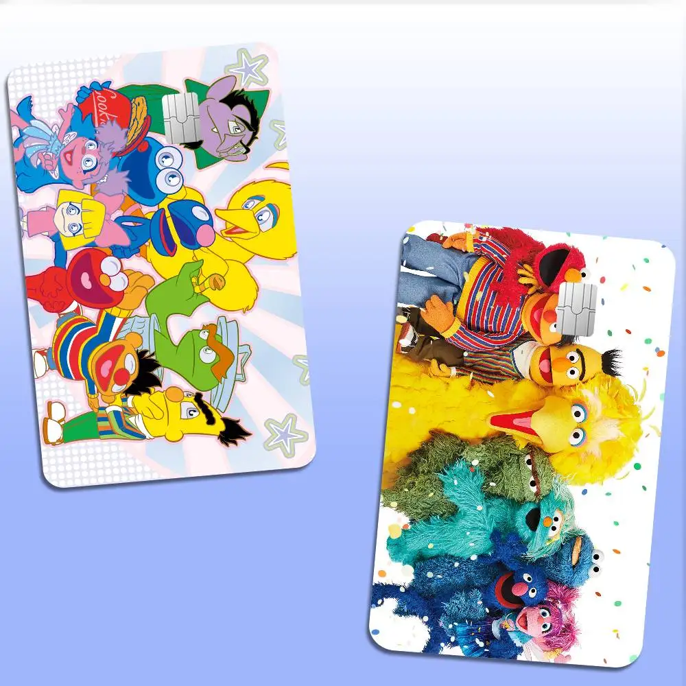 S-Sesame Street TV Cute Cartoon Anime Front Cover Film Sticker Skin for Credit Debit Card Small Large Chip