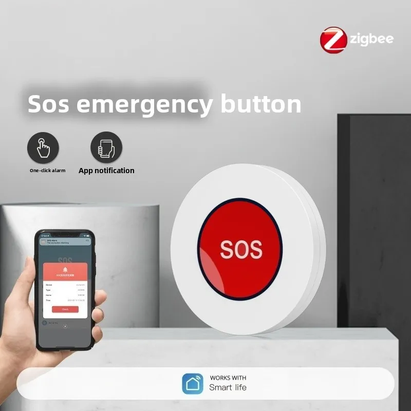 Smart Sos Alarm App Remote Control Zigbee Emergency One-click Help Button Smart Switch