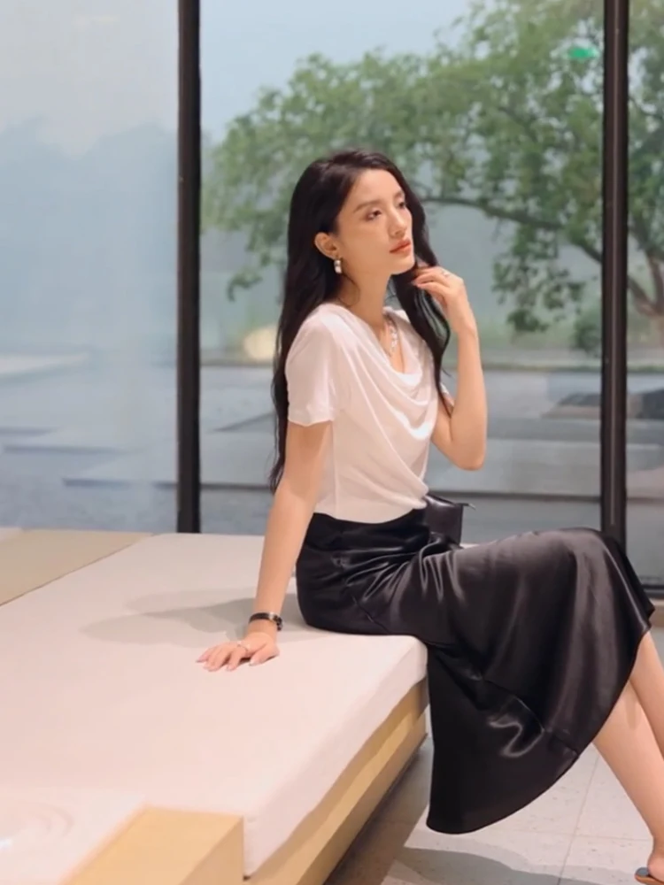 カジュアル 夏 半袖 Tシャツ レディース オーバーヘッドデザイン センセーション ファッショナブル 個性 ストレートカット 大きいサイズ インナーウェア