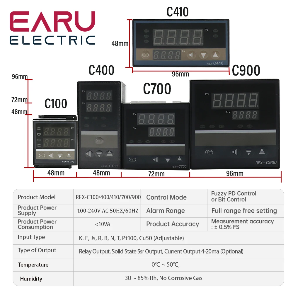 PID Digital Intelligent Industrial Temperature Controller K Universal Input REX-C100 C400 C700 C900 Thermostat SSR Relay Output