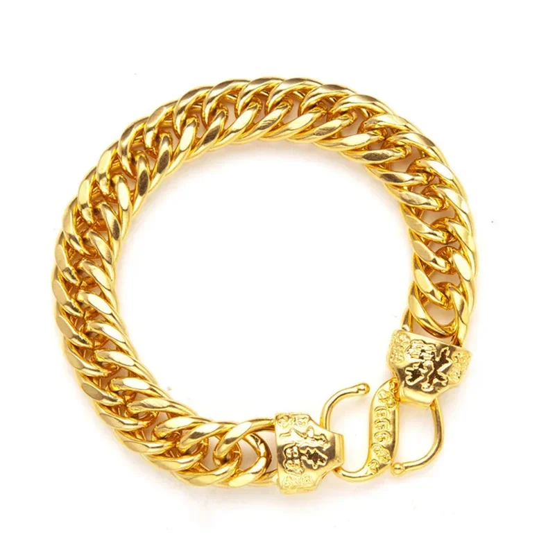 Gold Shop Matching AU999 True Gold Bracelet Men's and Women's Gold 24K Bracelet Wealth Chengbao Boss Chain Rich Gold Bracelet