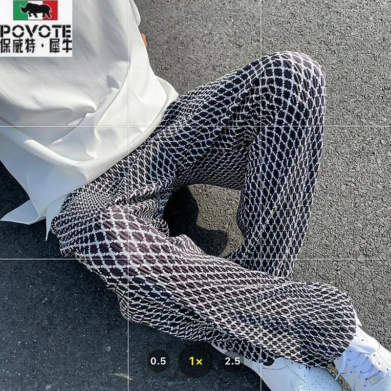 

Штаны мужские Плиссированные из ледяного шелка, уличные штаны оверсайз с драпировкой, дизайнерские превосходные летние художественные для отдыха