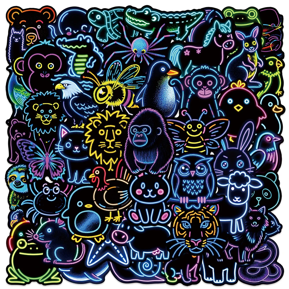 10/30/50 stücke Neon Licht Tiere Cartoon Aufkleber Niedlichen Kaninchen Katze Affe Graffiti Aufkleber Schreibwaren Telefon Laptop Aufkleber kinder Spielzeug