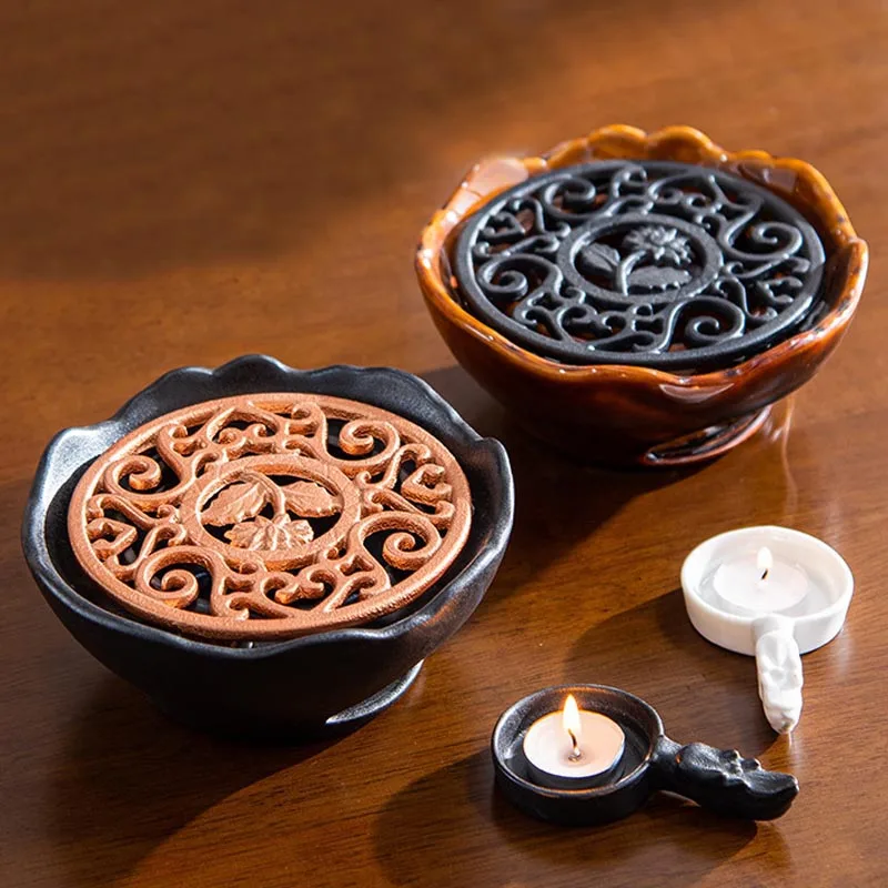 Ceramic Tea Warmer Candle Holder Chinese Tea Set Accessories Teapot Trivets Tea Stove Candle Coffee Warmer Heating Base Holder