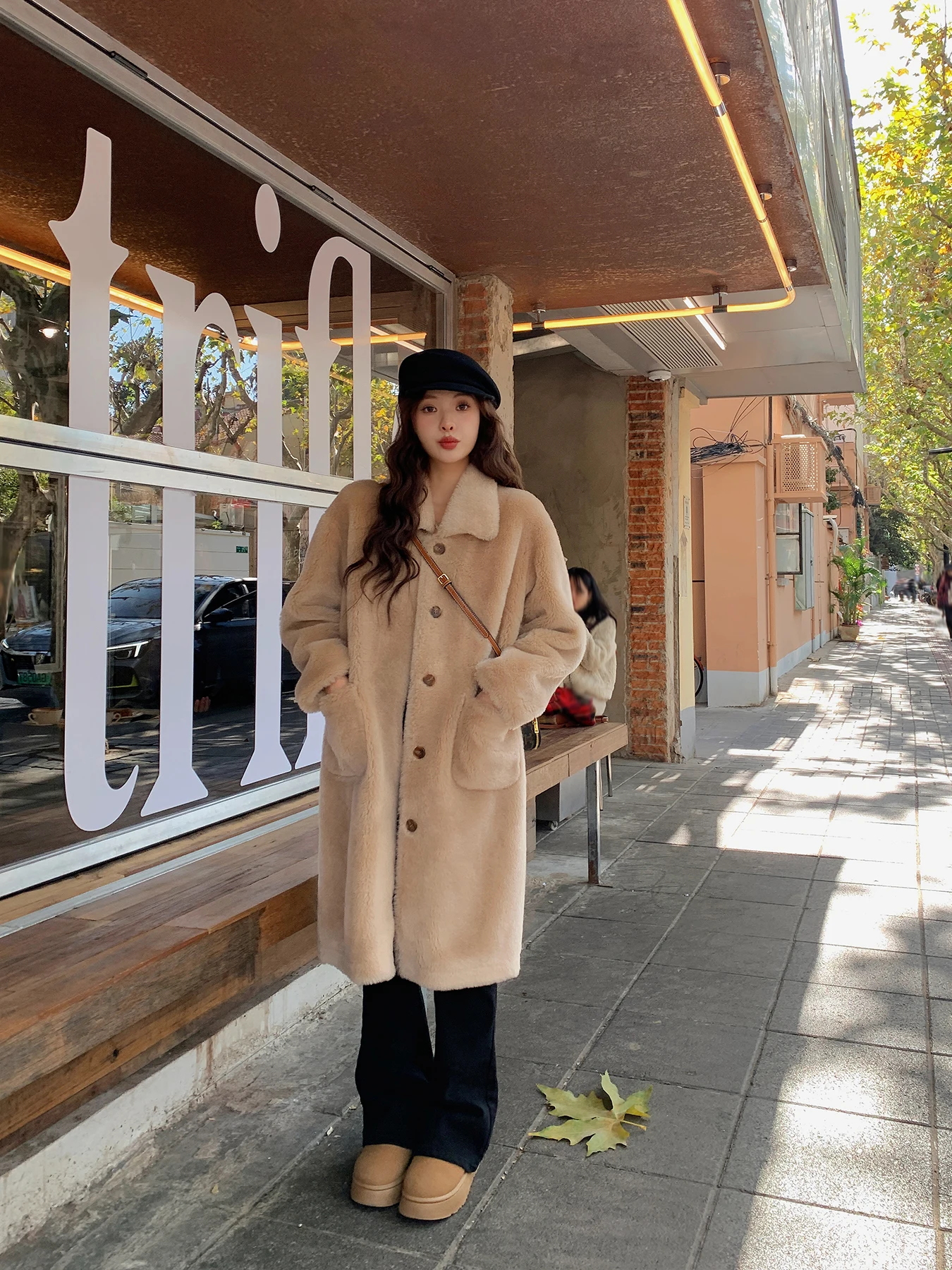 

Зимнее простое пальто с отложным воротником 00 из овечьего меха, натуральная кожаная шуба средней длины, пальто Plu Long Sve Commute Sle