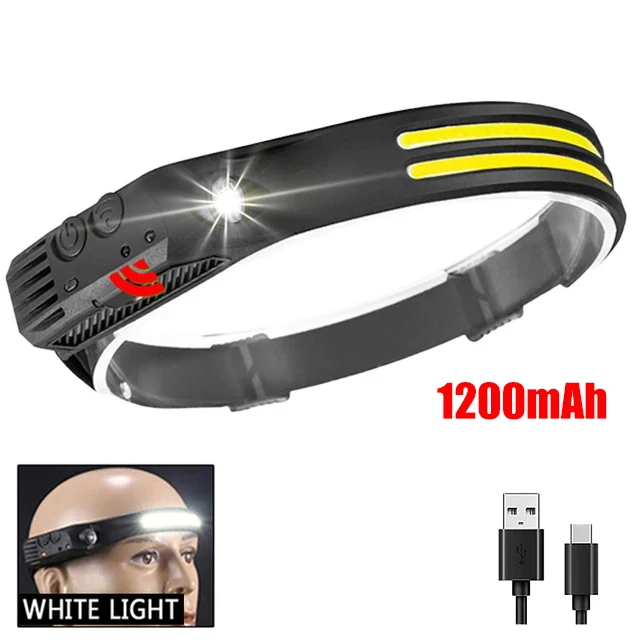 COB LED-koplamp Inductiekoplamp Ingebouwde batterij USB oplaadbare hoofdzaklamp Outdoor Camping Vissen Sensorkoplamp - afbeelding 1