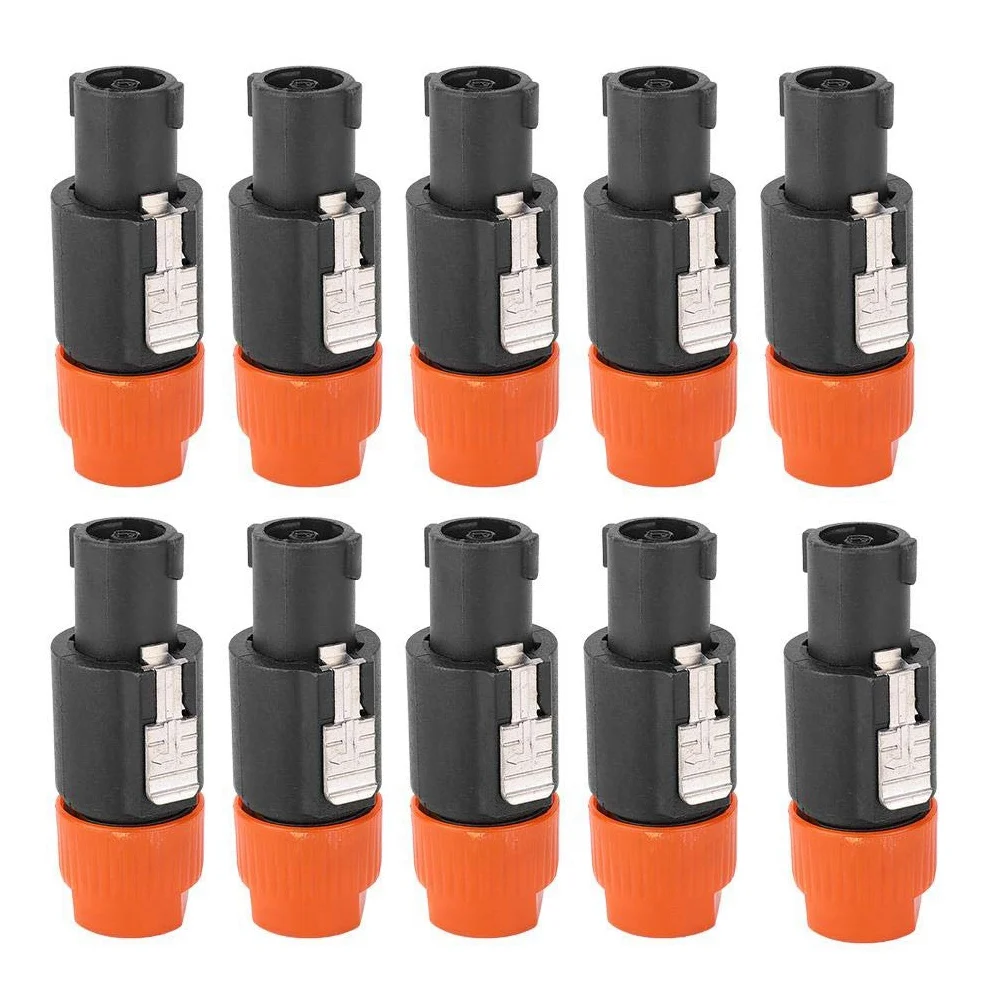 20Pcs 4-Pole 4Pin NL4FC Connector Ohm Plug Speaker Audio Cable Plug Adapter 4 Pin Speakon Female Jack Accessories Orange