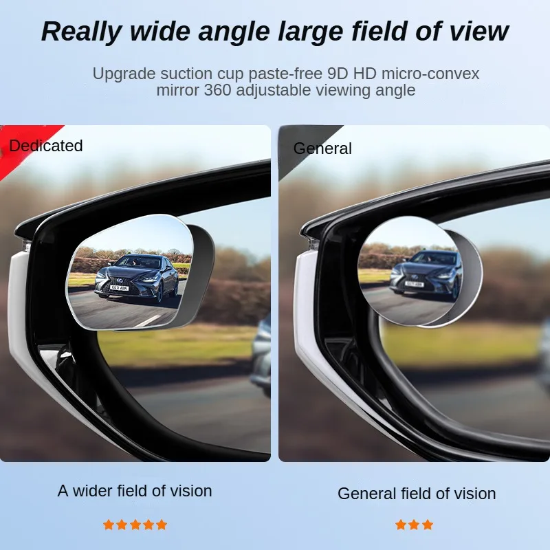 2pcs Car Mirror Wide Angle Car Blind Spot Mirrors 360° Adjustable Auxiliary Rearview Mirrors HD Frameless Small Round Mirror
