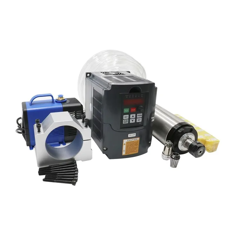 1 Set 1.5 kw 110v/220v Water Cooled Spindle+ VFD+ Water Pump +80mm Bracket+ ER11 Collet for CNC