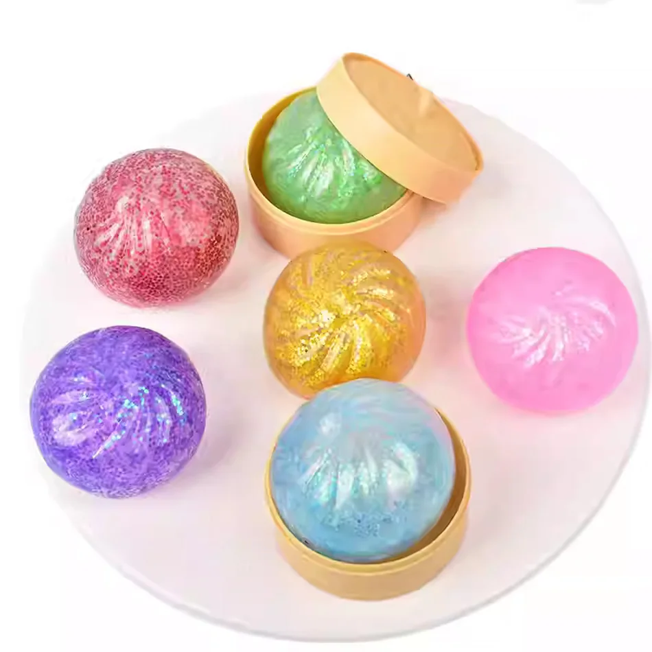 Neu 1-12 Stück Glitzer-Dumplings mit Box, sensorisches Quetschspielzeug zur Stresslinderung – Detail 1